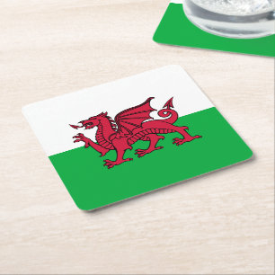 Roter Drache Keltische Flagge von Wales & Walisisc Rechteckiger Pappuntersetzer