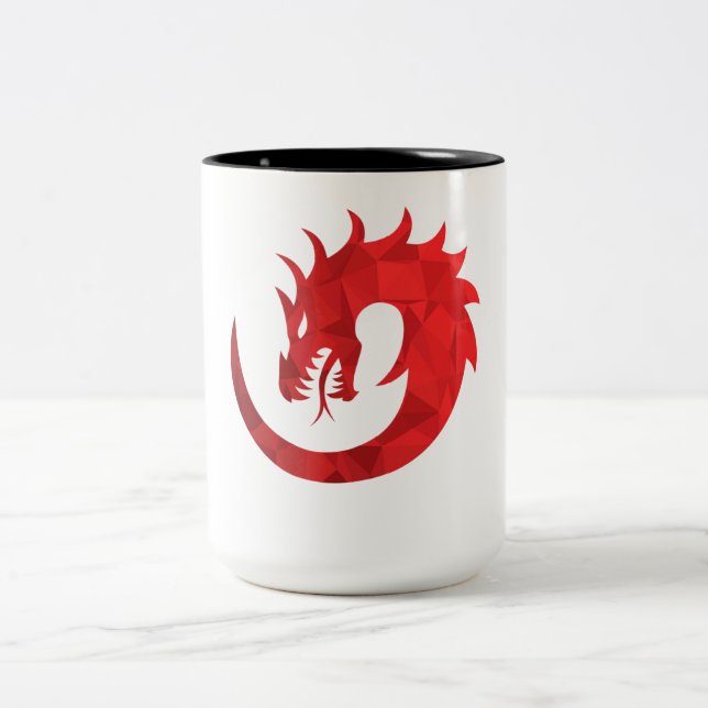 Roter Drache Kreis Zwei-Ton Kaffeetasse - Mythisch (Mittel)