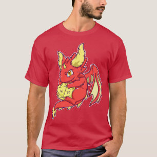Roter Drache mit D20 T-Shirt