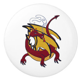 Roter Drache mit Flügeldrache Keramikknauf