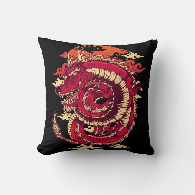 Roter Drache, orientalisches Kultursymbol Kissen (Vorderseite)