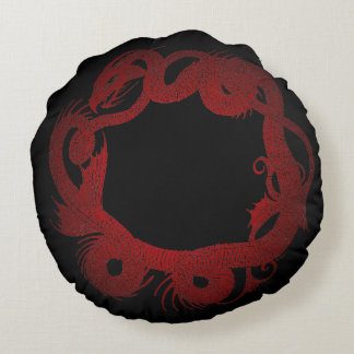 Roter Drache Rundes Kissen
