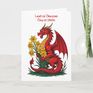 Roter Drache sammelt Narzissen  Karte