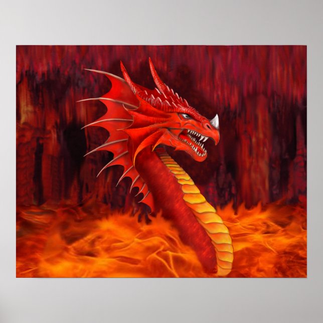 Roter Drache Schreckgestalt Poster (Vorne)