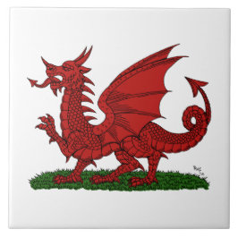 Roter Drache von Wales Fliese
