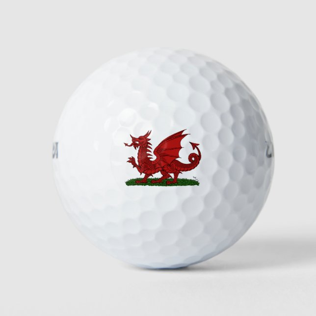 Roter Drache von Wales Golfball (Vorderseite)