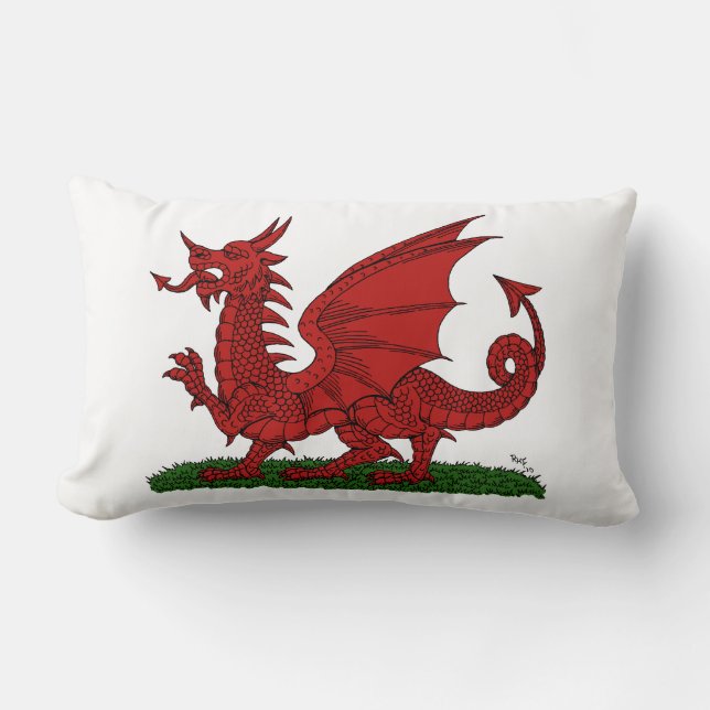Roter Drache von Wales Lendenkissen (Vorderseite)