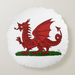 Roter Drache von Wales Rundes Kissen