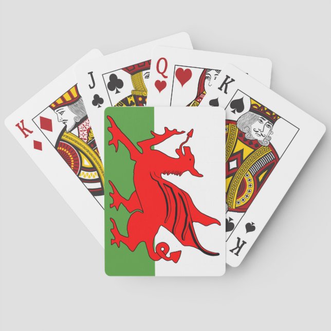 Roter Drache Welsh Flagge Spielkarten (Rückseite)