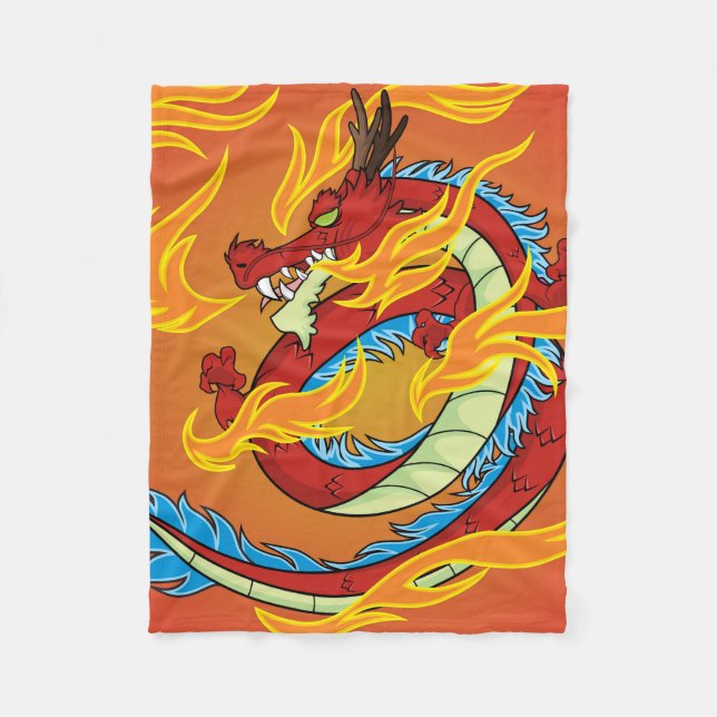 Roter Drachenfeuer und Flammen Fleecedecke (Vorderseite)