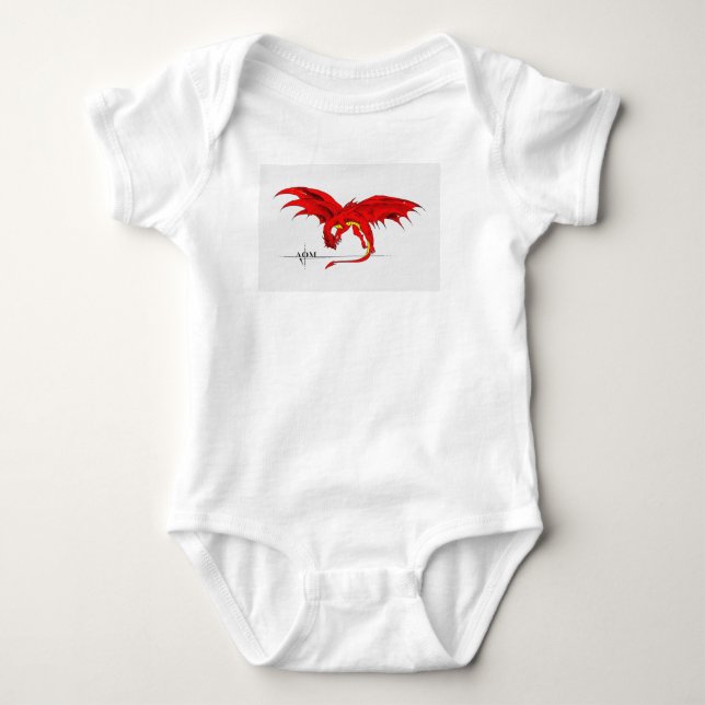 Roter Drachenjunge Anzug Baby Strampler (Vorderseite)