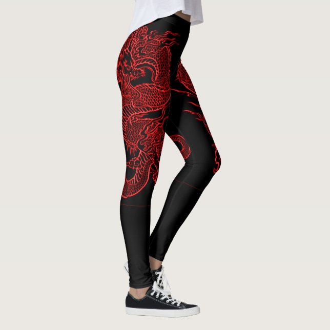 Roter Drachenkörper Tattoo Leggings (Rechts)