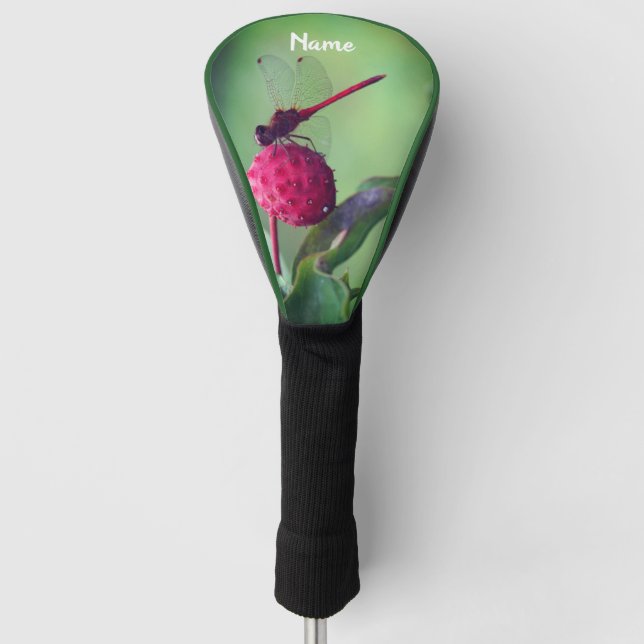 Roter Dragonfly auf Dogwood Frucht Personalisiert Golf Headcover (Vorderseite)