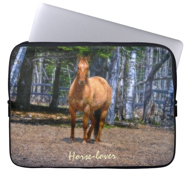 Roter Dun Horse-Lover-Pferdeschwanz Laptopschutzhülle (Vorderseite)