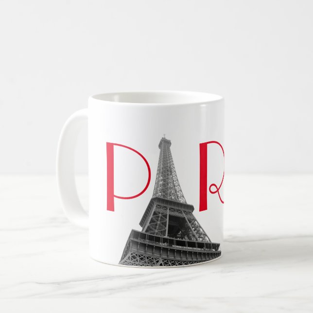 Roter Eiffelturm Paris Reisen Kaffeetasse (Vorderseite Links)