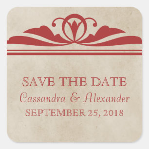 Roter Eleganter Deko Save the Date Stickers