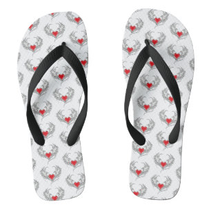 Roter Engel Herz mit Flügeln Flip Flops