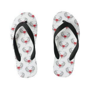 Roter Engelherz mit Flügeln Kinderbadesandalen