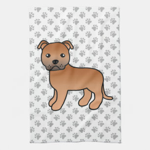 Roter English Staffordshire Bull Terrier Hund Geschirrtuch