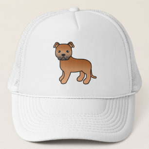 Roter English Staffordshire Bull Terrier Hund Truckerkappe