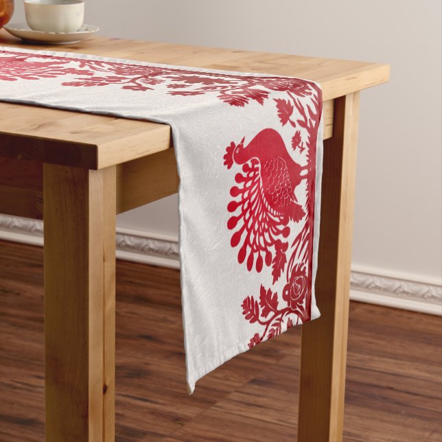 Roter Erntedank Türkei Blumentafel Mittelgroßer Tischläufer (Beispiel)