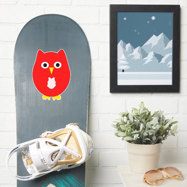 Roter Eulen-Design Aufkleber (Snowboard)
