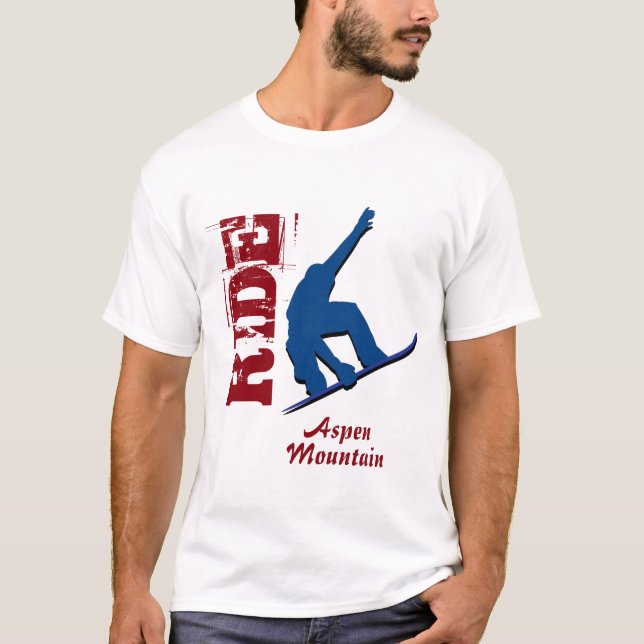 Roter Fahraspen-GebirgsSnowboard T-Shirt (Vorderseite)