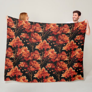 Roter Fall Ahornbaum Nahtloses Muster Grafik Fleecedecke