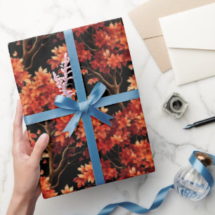Roter Fall Ahornbaum Nahtloses Muster Grafik Geschenkpapier