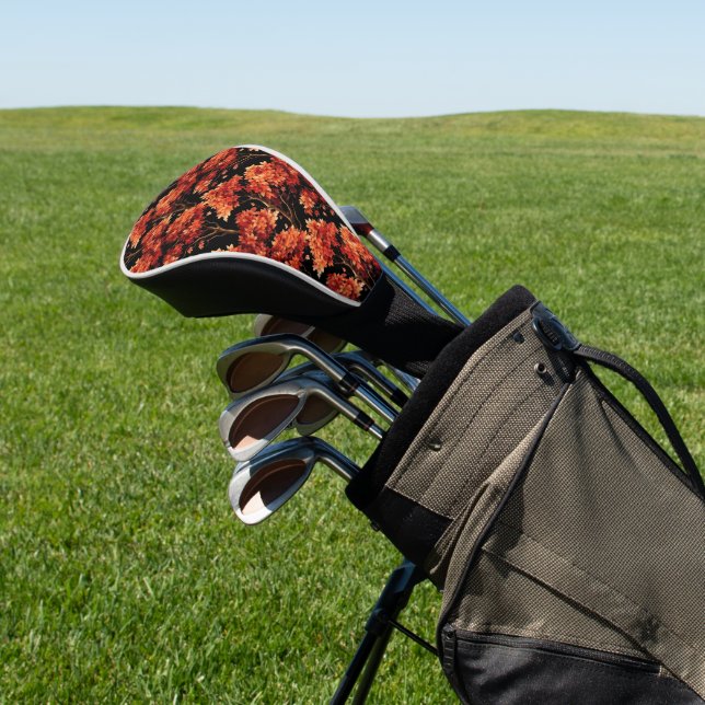 Roter Fall Ahornbaum Nahtloses Muster Grafik Golf Headcover (In SItu)
