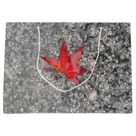 Roter Fall in Regen auf grauer, strukturierter Str Große Geschenktüte