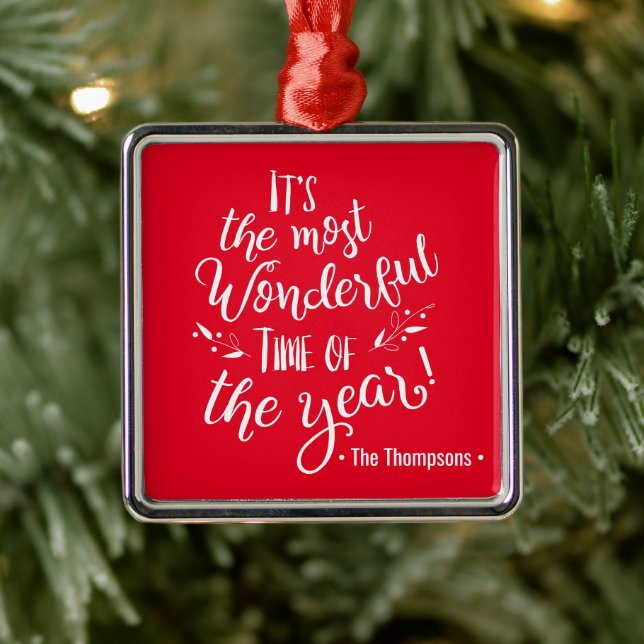 Roter Familienname Wunderbare Zeit des Jahres Weih Ornament Aus Metall (Baum)