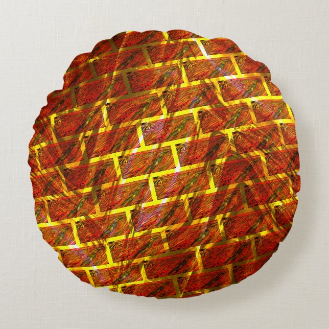 Roter Farbeffekt, Gräse, goldenes Graten oder Zieg Rundes Kissen (Vorderseite)