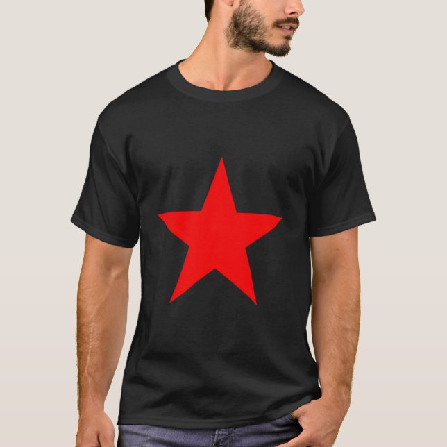 Roter farbiger Stern auf mehreren Farben T-Shirt (Vorderseite)