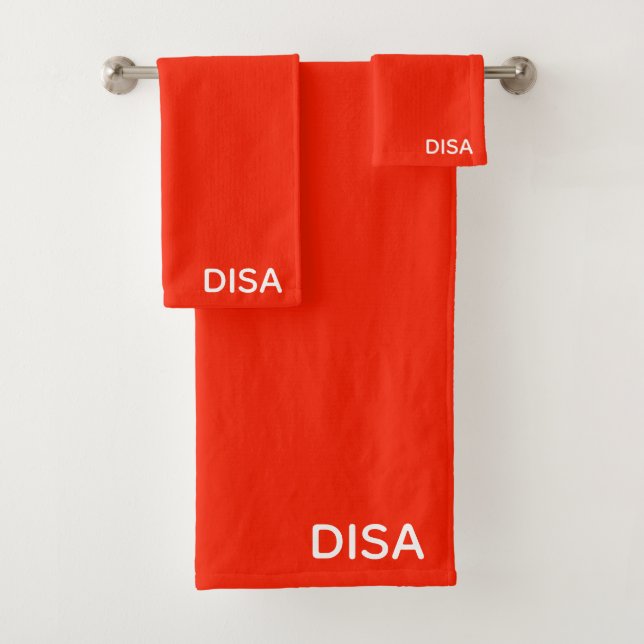 Roter Farbname anzeigen Badhandtuch Set (Insitu)