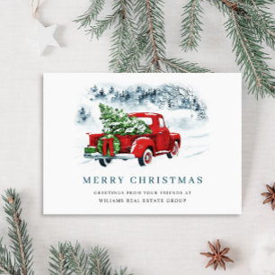 Roter Farm-LKW-Weihnachts-Geschäftsgruß Feiertagskarte