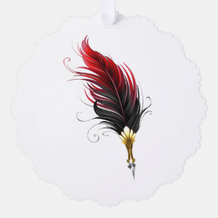 Roter Federhalter mit goldener Spitze Ornament Karte