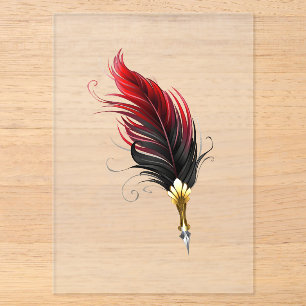 Roter Federhalter mit Goldfeder Acryleinladungen