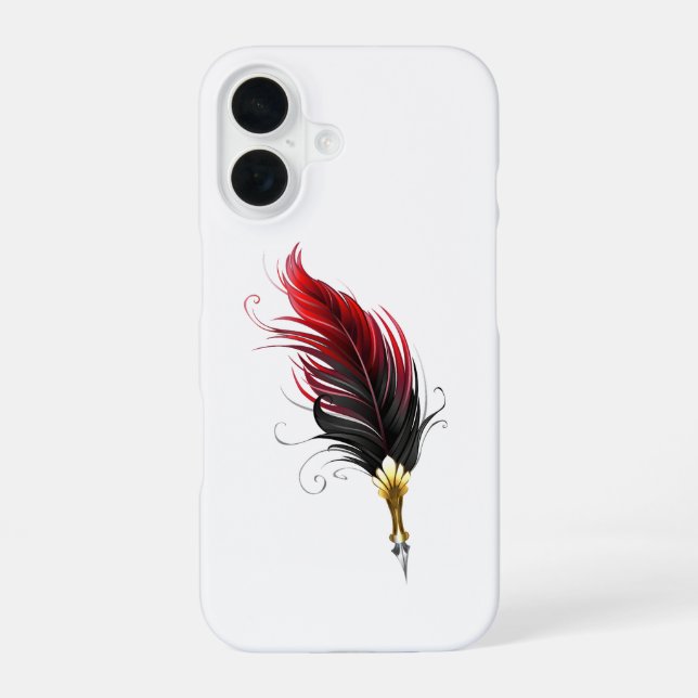 Roter Federhalter mit Goldfeder iPhone 16 Hülle (Rückseite)