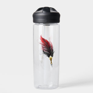 Roter Federhalter mit Goldfeder Trinkflasche