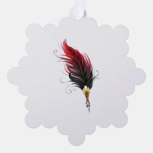 Roter Federhalter mit Goldspitze Ornament Karte