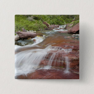 Roter Felsen im Baring Creek im Glacier National Button