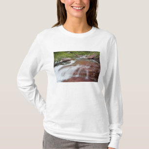 Roter Felsen in Baring Creek im Glacier National T-Shirt