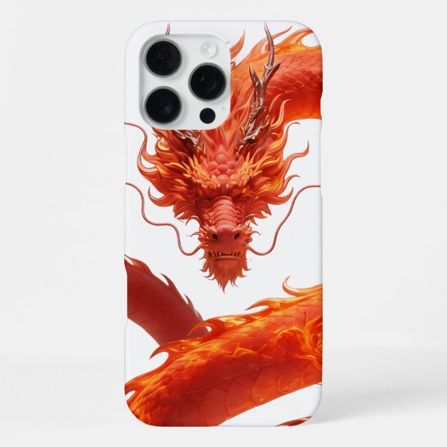 Roter Feuerdrache Kunst | Mythisches Flammendrache iPhone 16 Pro Max Hülle (Rückseite)