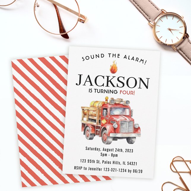 Roter Feuerwehrmann - Junge Einladung zum Geburtst (Von Creator hochgeladen)