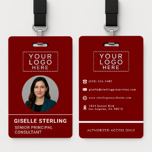Roter Firmen-Foto-ID-Logo-Name-Tag Custom Ausweis
