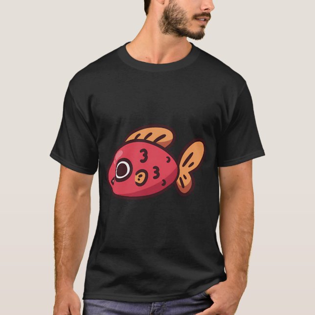 Roter Fisch Gekritzel T-Shirt (Vorderseite)