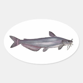 Roter Fisch Ovaler Aufkleber