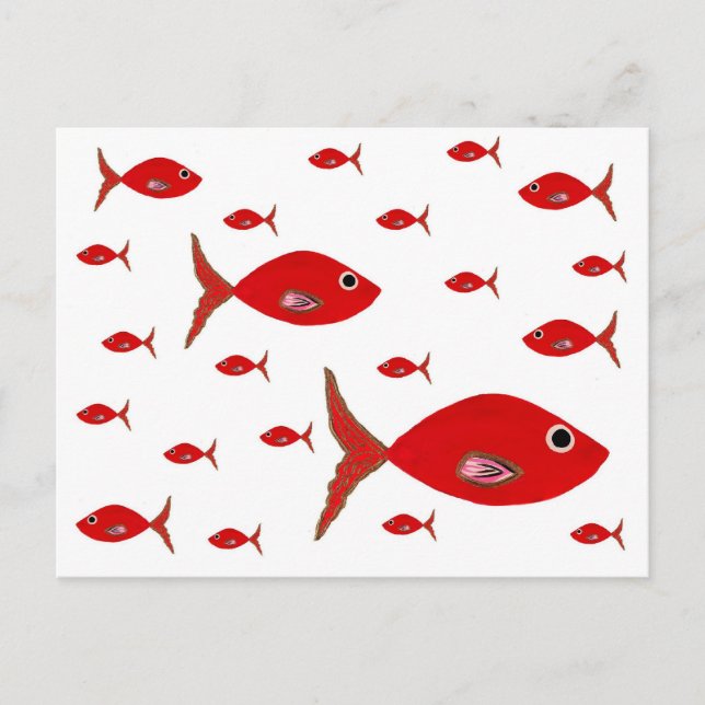 Roter Fisch Postkarte (Vorderseite)