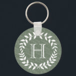 Roter Flachbildschirm Elegant Moderner Foliage Kra Schlüsselanhänger<br><div class="desc">Mit einem personalisierten mit Monogramm Schlüsselanhänger im Stil anziehen. Das Design besticht durch moderne Blätter mit Lorbeerkranzen und eine stilvolle Typografie. Monogramm in der Mitte ist einfach zu anpassen. Eine elegante und nützliche Brautjungfrau,  Trauzeuge und Brautparty-Sake-Idee und ergänzt schicke Hochzeitsgrün.</div>